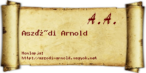 Aszódi Arnold névjegykártya